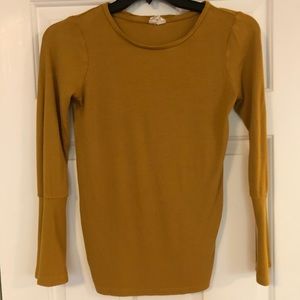 Maternity Long Bell Sleeved Mustard Top